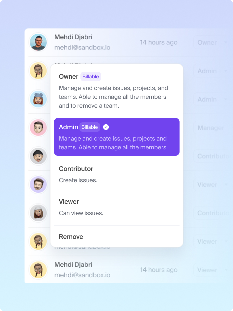 Adapting each feature to the different user rights