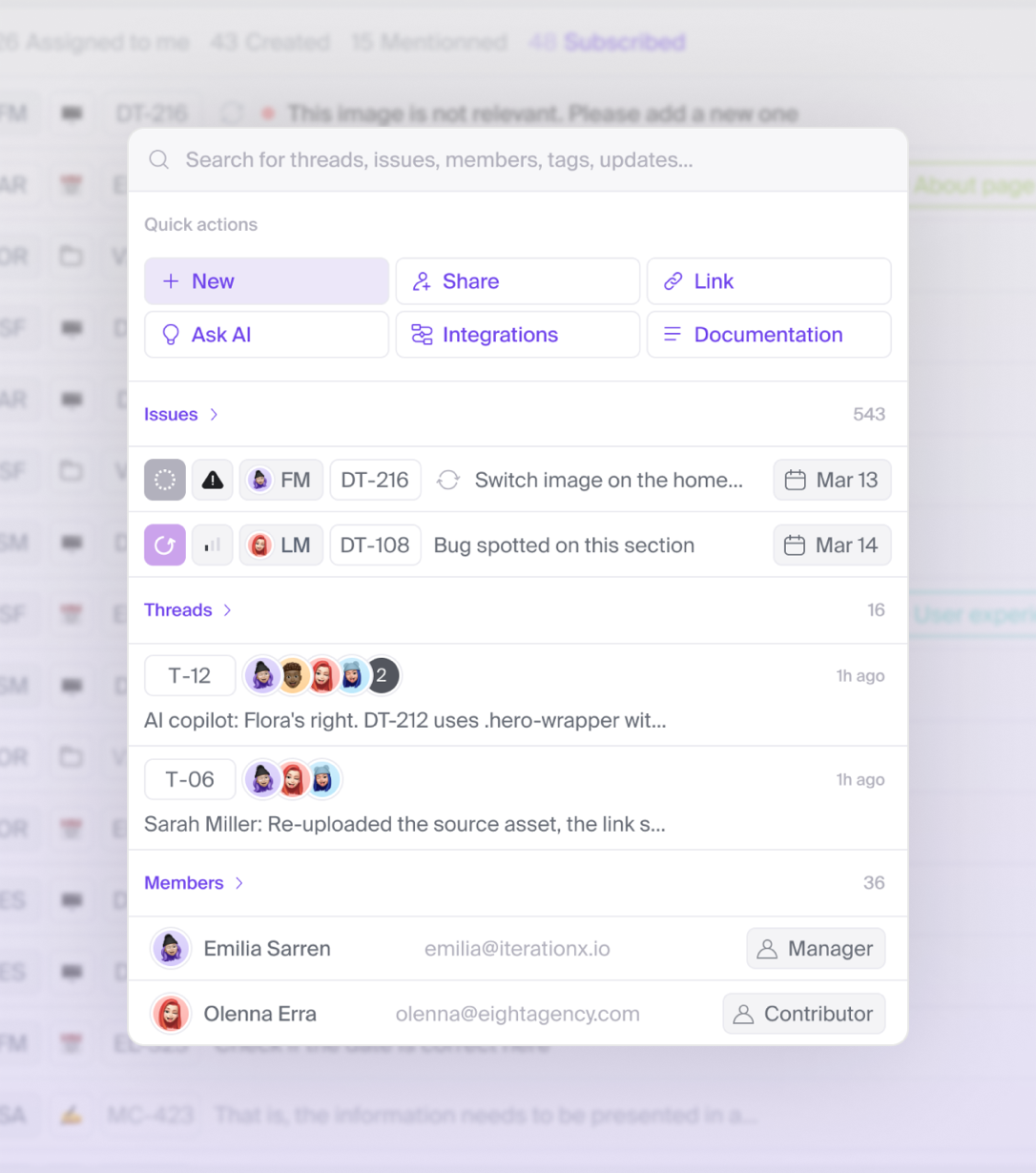 The global search modal