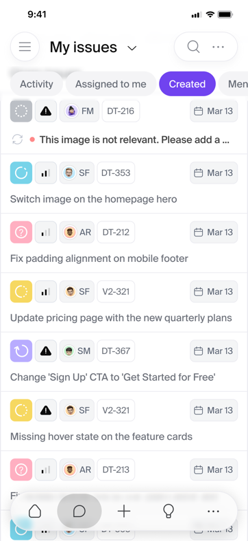 An issue detail on mobile